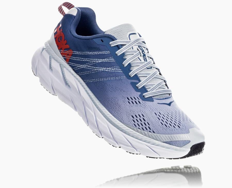 Hoka One One Yürüyüş Ayakkabısı Kadın Mavi/Beyaz - Clifton 6 - KX0483275